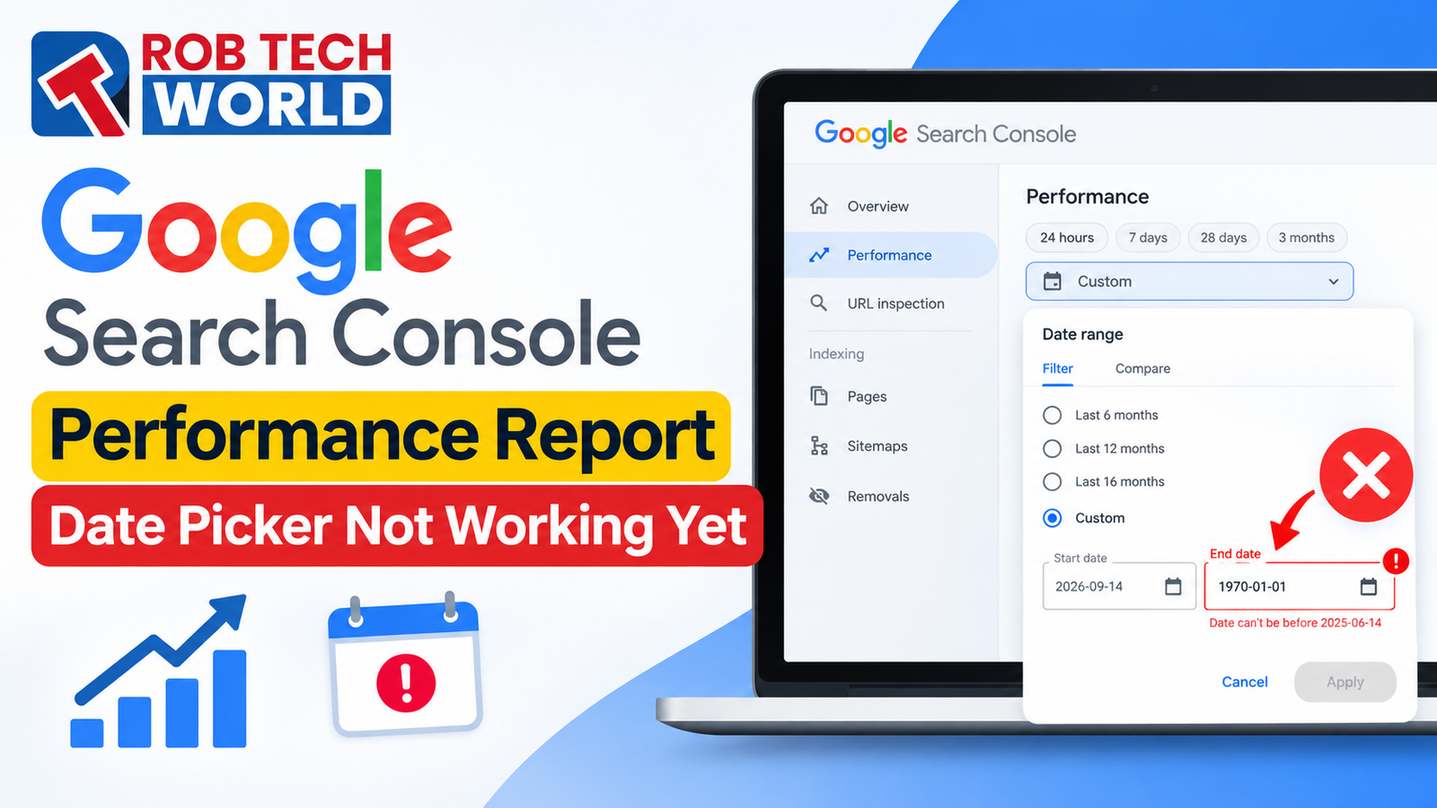 Google Search Console Date Picker Error